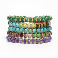 Conjunto de Pulseras Boho de Piedra Natural Hechas a Mano, Elegantes y de Lujo, con Nudos de Macramé y Cuentas Tejidas, Joyería de Regalo al por Mayor para Mujer