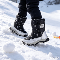 Bottes de neige imperméables pour femme à tige haute, idéales pour les activités urbaines hivernales, entièrement doublées de fourrure, mi-mollet, semelle antidérapante profonde