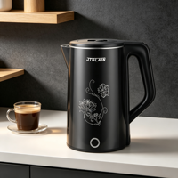 Bouilloire électrique à motif floral de 1,8 L, base rotative à 360°, arrêt automatique, chauffe-eau portable pour la maison et l'hôtel