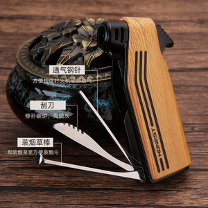 Encendedor de tubo multifuncional JOFI con diseño de madera, recargable, con llama inclinada para fumar, regalo de viaje. - Product Image 4