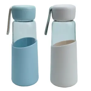 Neue Art 400ml Glasflasche Bpa Free Water Infuser Glas wasser flaschen Silikon griff bpa Free Water Bottle