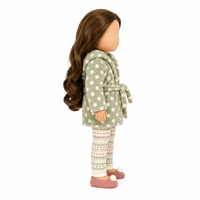 Ensemble pyjama douillet personnalisé à pois en polaire pour poupée, comprenant un peignoir à capuche, un legging imprimé et des pantoufles, pour accessoires de poupée de mode de 18 pouces