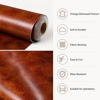Tissu en cuir PU marron caramel vieilli effet huile cirée pour rembourrage de canapé et mobilier – Vente en gros