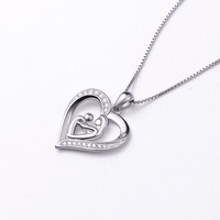 Collier pendentif en zircon plaqué rhodium pour la fête des mères, bijoux tendance pour femmes en argent sterling 925