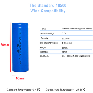 3,7V 18500 Lithium-Akku 2200mAh Zylindrische Li-Ionen-Batteriezelle Maßgefertigtes Lithium-<span class=keywords><strong>Pack</strong></span> für Drohnen, Elektrowerkzeuge und Autos - Product Image 2