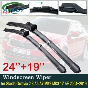 Lama Tergicristallo dell'automobile di trasporto per Skoda Octavia 2 3 A5 A7 MK2 MK3 1Z 5E 2004 ~ 2019 Accessori Per Auto Adesivi parabrezza anteriore Tergicristalli 2005 2006