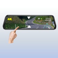 9.66 pouces plein écran tactile miroir voiture WiFi 4K + 2K Clip sur 2 canaux DVR écran partagé voiture rétroviseur GPS App contrôle