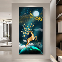 Peinture décorative de cerf de haute qualité HD art mural salon décoratif cristal porcelaine peinture murale