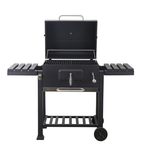 <span class=keywords><strong>Barbecue</strong></span> à charbon de bois en fer <span class=keywords><strong>sur</strong></span> <span class=keywords><strong>mesure</strong></span>, pour l'extérieur, le camping, en métal noir, sans fumée, avec chariot - Product Image 2