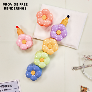 Art Markers Mini 6-color Wholesale Creative Cartoon Cute Flowers Highlighter Stationery Set for Color Marking Accounting