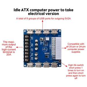 24 Pins ATX <strong>Power</strong> Supply Breakout Board USB Charging Module Adapter <strong>Power</strong> Connector Support 3.3V/5V/12V for <strong>TV</strong> <strong>Power</strong> <strong>Amplifier</strong> - Product Image 1
