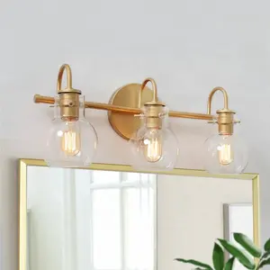 Modern Decorative Luxury Wall Sconce For Bathroom 3 Lights Clear Glass Indoor Wall Lamp