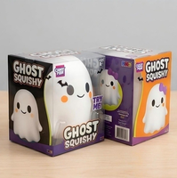 Balle Squishy Kawaii Fantôme Blanc Mochi Surprise, Jouet à Presser pour Fêtes d'Halloween et de Noël