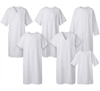 Blouse chirurgicale confortable en tissu 100 % pur coton, taille standard, couleur blanche, texture douce et moelleuse, respirante