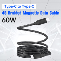 USB C C Charge rapide 60W Pd Câble de données de charge magnétique Veste en nylon pour téléphone Ordinateur magnétique enroulé de type C à remontage automatique