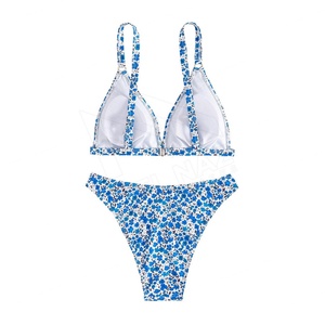 Traje de Baño de Dos Piezas con Estampado Floral y Logotipo Personalizado, Bikini con Decoración de Joyería y Patrón de Leopardo para Mujer - Product Image 2