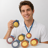 Badges et médailles scolaires en alliage de zinc, moulés sous pression 3D, plaqués or, personnalisables, pour anniversaires, sports et souvenirs de remise de diplôme, vente en gros, promotion