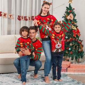 Pulls <span class=keywords><strong>de</strong></span> <span class=keywords><strong>Noël</strong></span> rouges et verts 2026, pulls <span class=keywords><strong>de</strong></span> <span class=keywords><strong>Noël</strong></span> personnalisés pour la famille, tricotés, imprimés d'animaux, rennes, pulls <span class=keywords><strong>de</strong></span> <span class=keywords><strong>Noël</strong></span> moches assortis pour la famille - Product Image 1