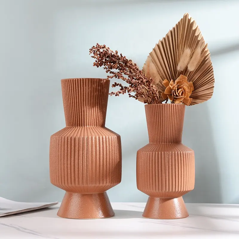 Modern Matte Black Vases Home Decor Aesthetic Room Decoration Geometric Ceramic Vase for Flowers Home Decor