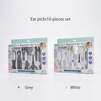 Lot de 10 pièces en PP pour kit de toilettage et de soins pour nouveau-né, comprenant brosse à cheveux à poils doux, peigne, coupe-ongles, ciseaux et aspirateur nasal