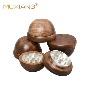 Muxiang Wood Smoking Grinder Zinc Alloy Inner Core Round Shape Customizable For Hand Rolled Cigarettes - Product Image 4