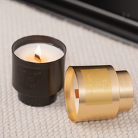 Bougie parfumée en cire de soja en céramique gaufrée noir mat avec mèche en bois, coffret cadeau de luxe, logo personnalisé, décoration d'intérieur, vente en gros, cadeau