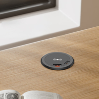 Chargeur sans fil encastré moderne avec port USB-C pour bureau, station de charge pour mobilier sans désordre pour café et hôtel