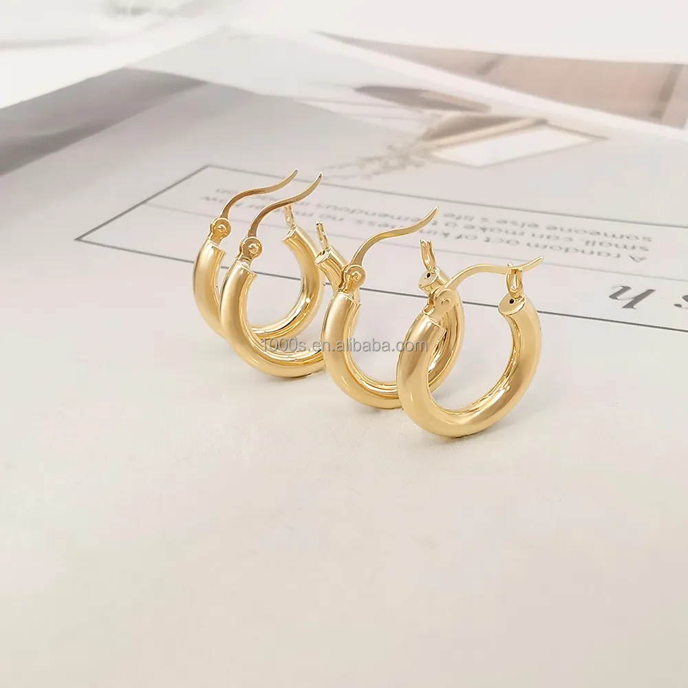 Высокое качество, 18 К, покрытие из чистого золота полые серьги в виде колец, хорошее ювелирное изделие, серьги-кольца для женщин
