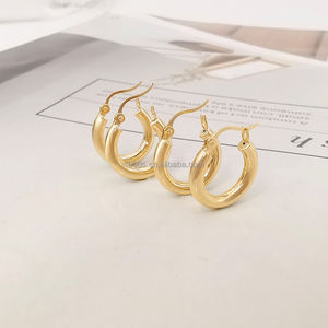 Aretes de Aro Huecos de Oro Macizo de <span class=keywords><strong>18K</strong></span> de Alta Calidad, Regalo de Boda de Moda, Joyería Fina de Oro para Mujer - Product Image 5