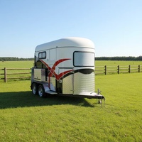 Remorque de transport de bétail inclinée pour camping-car, pour 2 chevaux, pour courses de chevaux en plein air, pare-chocs