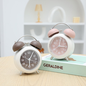 Gongsun Alarm <b>Clock</b> Analog Metal Silent <b>Mechanical</b> Desk <b>Clock</b> For Bedroom Living Room Student Kids Modern Minimalist Design - Product Image 4