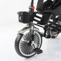 Tricycle 3-en-1 pour enfants, poussette-vélo, poignée de poussée réglable sur 2 niveaux, musique et lumière avec auvent et rotation à 360° °   Siège inclinable rotatif