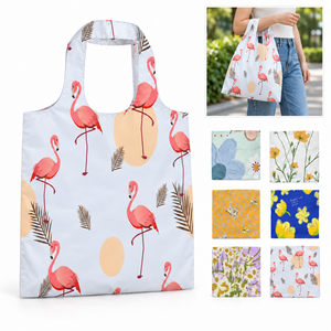 Bolsa de Compras de Nailon Plegable con Estampado Personalizado y Bolsa Compacta, Bolsa de Supermercado Reutilizable Ligera para Promoción - Product Image 1