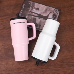 Insulated Coffee <b>Travel</b> <b>Mug</b> 24oz Stainless Steel Vacuum Tumbler <b>with</b> Carry <b>Handle</b> Lid and Straw - Product Image 4