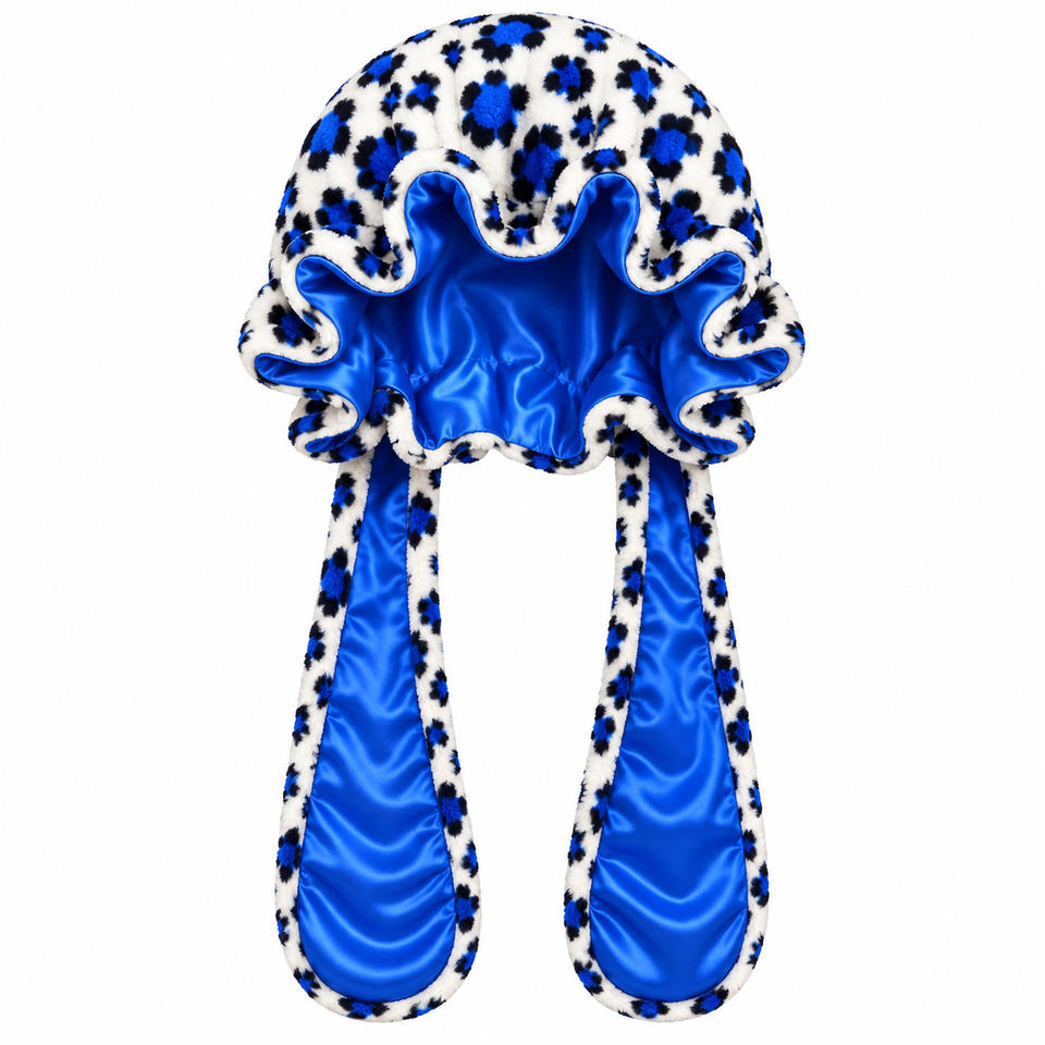 Latest Leopard-Print Double Layer Cosplay Plush and Satin Bonnet with ...
