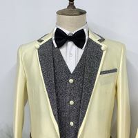 Costume 3 pièces pour homme Smoking de marié coupe ajustée Veste de mariage pour homme Pantalon à paillettes Costumes à simple boutonnage pour homme