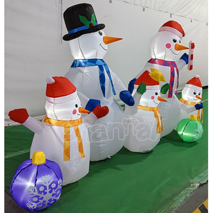 Nuovo Design Addobbi Natalizi Gonfiabili: Combinazione Pupazzo di Neve Gonfiabile per Famiglia <span class=keywords><strong>con</strong></span> Luci LED - Product Image 2