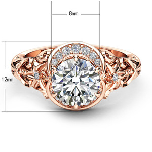 Openwork Floral Ring for Women Luxury Rose Tone Fashion Party Wedding Finger Accessory Gift - Product Image 5
