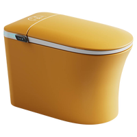 WC intelligent allongé jaune US CUPC ETL WaterMark, cuvette sans rebord, chasse automatique, séchage à l'air, bouton latéral en alliage