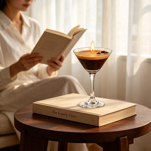 Vela Aromática de Lujo con Aroma a Café Americano Helado y Martini, Vela de Cera en Vaso para Aromaterapia - Product Image 1
