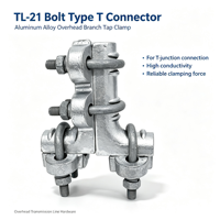 Connecteur en T boulonné TL-21 en alliage d'aluminium pour câble aérien assemblé ABC, raccord pour ligne de distribution aérienne