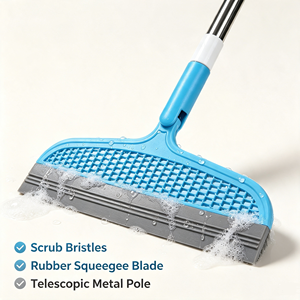 Balai-raclette en silicone multifonctionnel, râteau de nettoyage, poussoir à poussière étanche pour sols, vitres, toilettes et usage domestique - Product Image 4