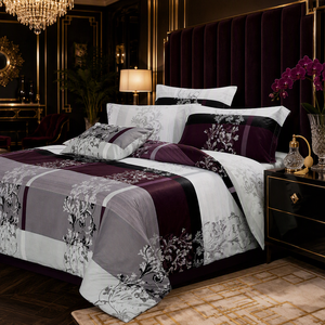 EU Dropshipping Filigree Floral <b>Bed</b> Linen <b>Set</b> 3pcs Grey <b>Purple</b> Geometric Quilt Cover 100% Cotton Poland Hub - Product Image 5