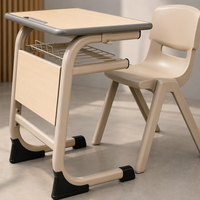 Ensemble chaise et bureau scolaire robuste et fixe, idéal pour les projets en classe, en académie et dans les centres d'apprentissage post-éducatifs