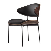 Chaise de salle à manger à dossier haut épaissi de style minimaliste italien Wabi-Sabi avec structure en métal, design nordique moderne, résistante à l'usure et durable