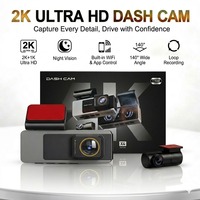 Caméra de tableau de bord double 2K en gros avec WiFi, DVR de voiture, grand angle 170°, vision nocturne, GPS, surveillance de stationnement 24h/24, prix usine, caméra de voiture OEM