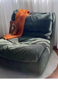 Modern Velvet Armless <b>Chair</b> One Seat <b>Sofa</b> <b>Bed</b> Mustard Color Upholstered Foam Filling Living Room Furniture - Product Image 2