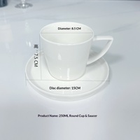 Ensemble Tasse et Soucoupe en Porcelaine Fine de Luxe Créative 90-230ml, Tasse et Assiette Blanches avec Poignée à Perles pour Hôtels, Restaurants et Camping