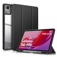 Étui à trois volets pour Lenovo Tab M11 2024 TB-330FU / Lenovo Tab K11 LTE TB-330XU avec coque arrière transparente et support pour stylet