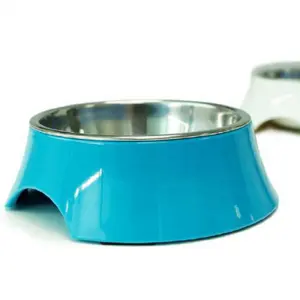 Pets Melamine Ware ARC Bowl Base With Stainless Steel Inner Bowl Medium Size Dog Elevated Ceramic-like Bowl